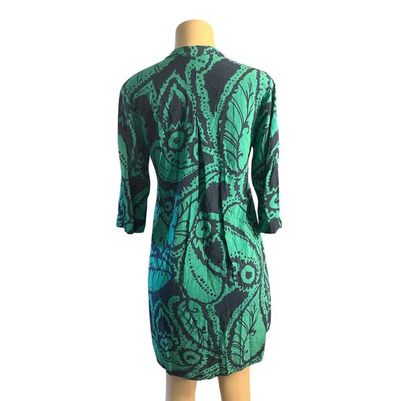 Women 38 S La Fee Maraboutee Atelier Green Printed Shift Dress Long Sleeved - Picture 5 of 7